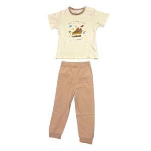 NWOT 100% cotton pyjama combo cream and light brown